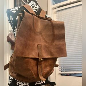 Roots tribe leather large backpack knapsack